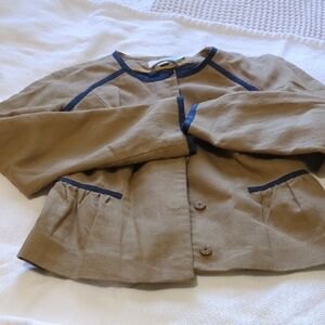 Boden Women's Tan Blazer with Navy Accents